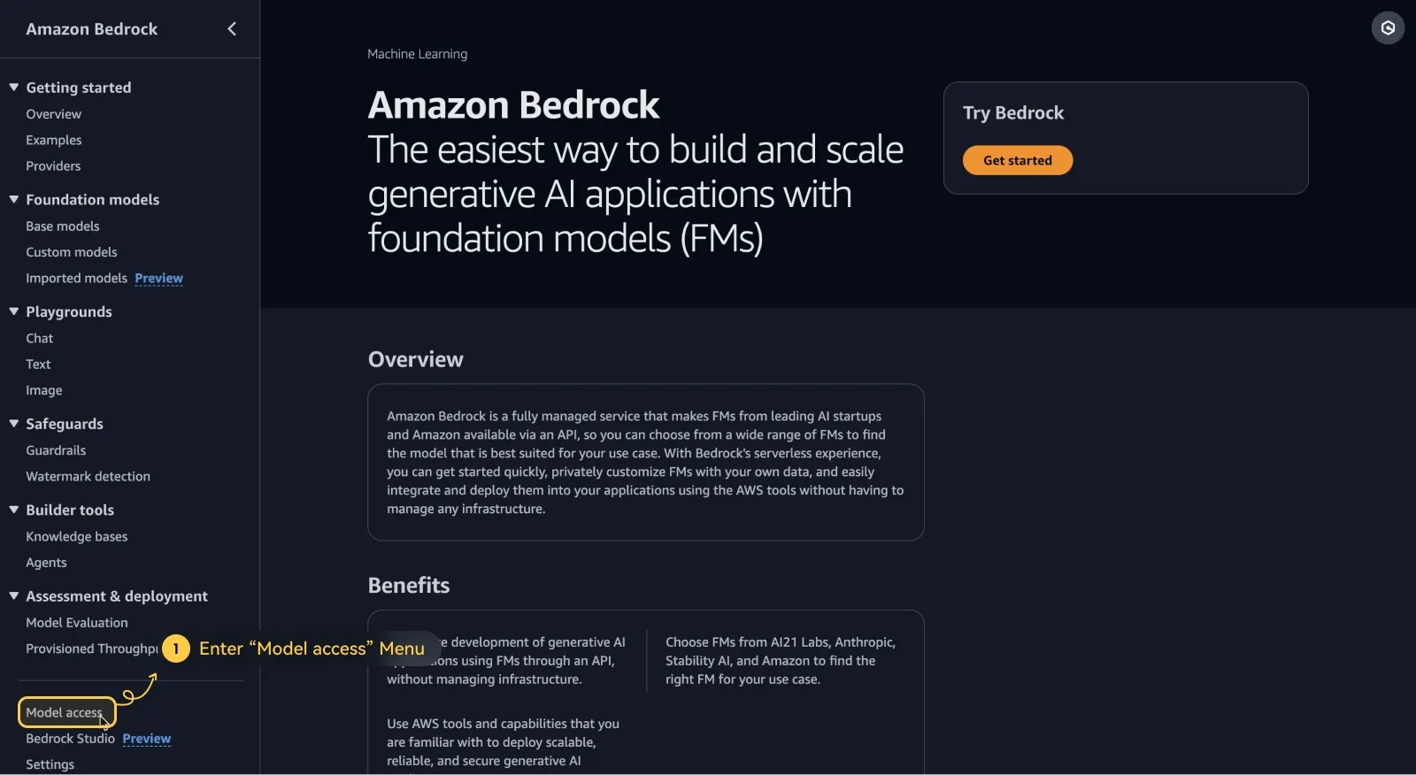 Accéder à l'accès aux modèles Amazon Bedrock